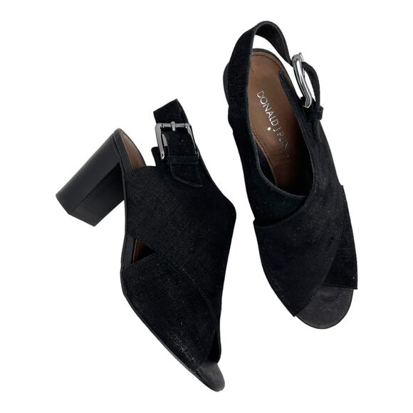 Donald J. Pliner Sandals Peep Toe Suede Black 6.5 - Picture 4 of 13